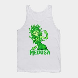 Cool Cute Green Medusa Graphic Art Tank Top